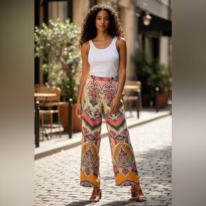 Zara Wide Leg Palazzo Pants Floral Boho Print Size S
